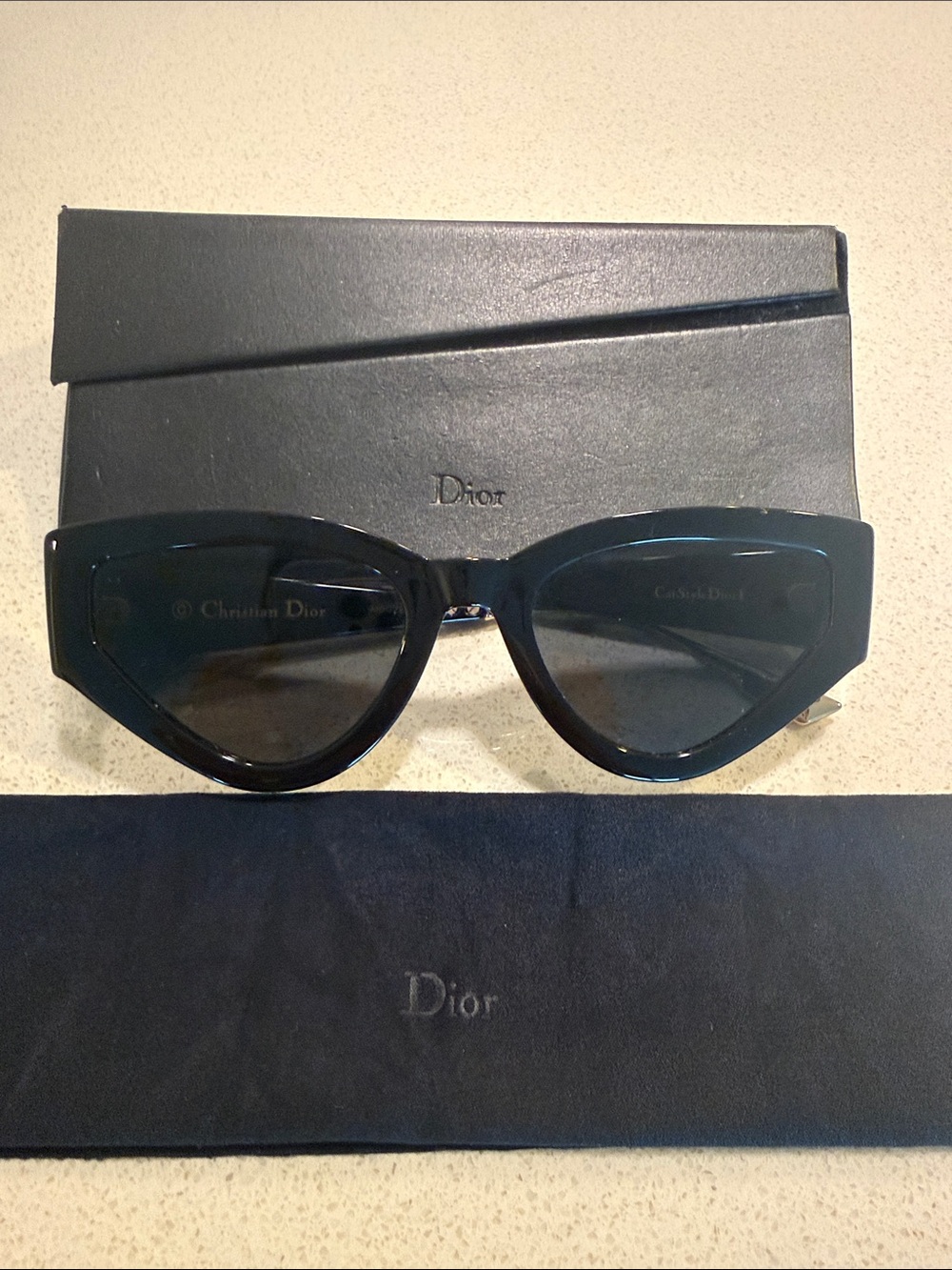 Dior Black Cat-Eye Sunglasses with Dark Lenses